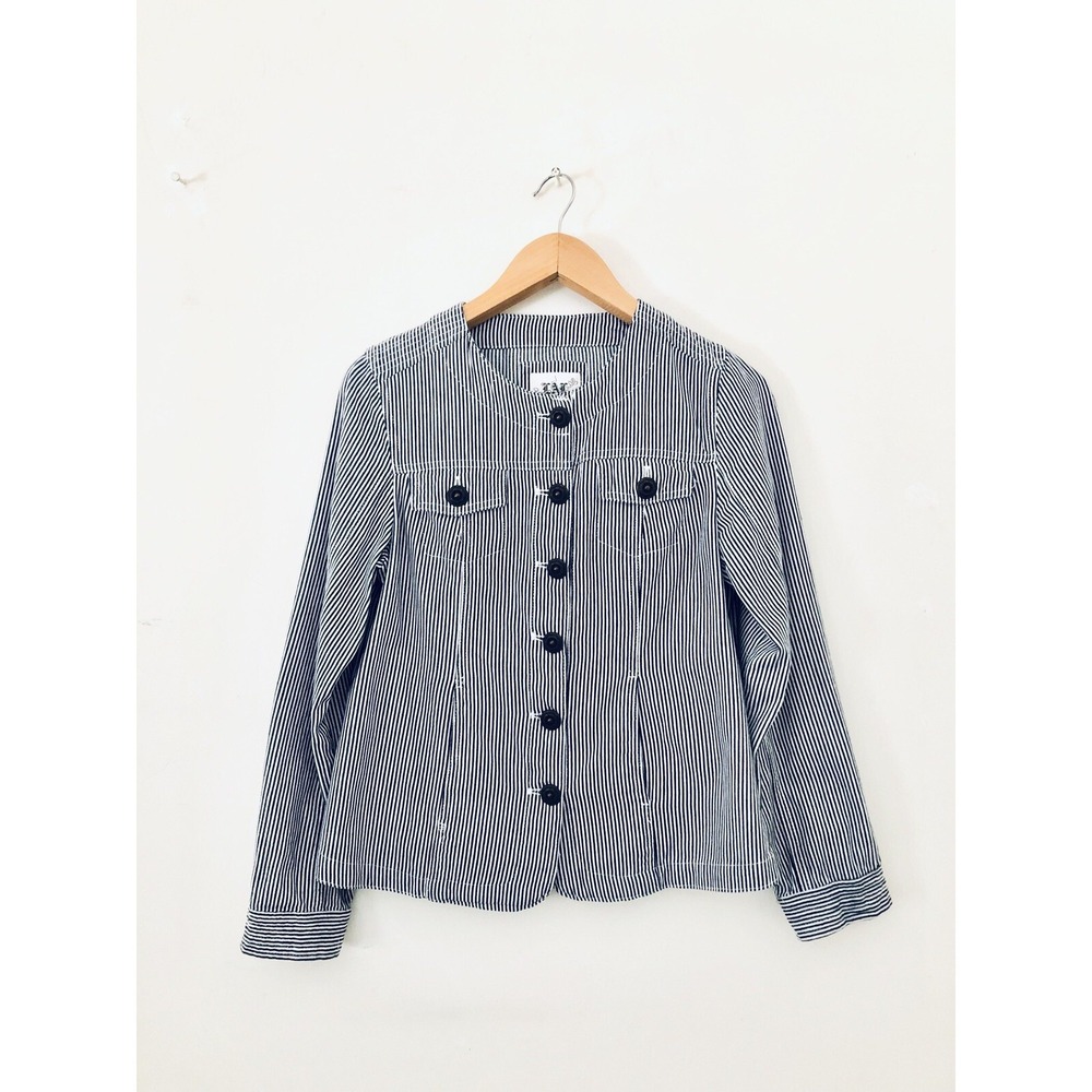 Live a Little Pin Striped Denim Jacket Size Small